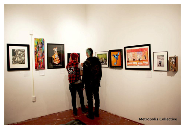 Cool Cat Metropolis Collective Hole in the Wall Gallery Acrylic Painting by Sophie Lo