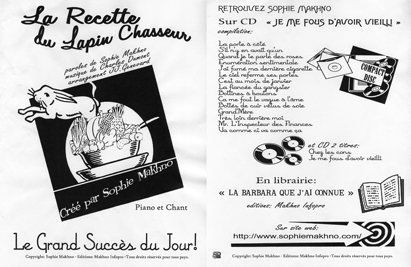 Music Sheet La Recette du Lapin Chasseur Charles Dumont Sophie Makhno Design by Sophie Lo