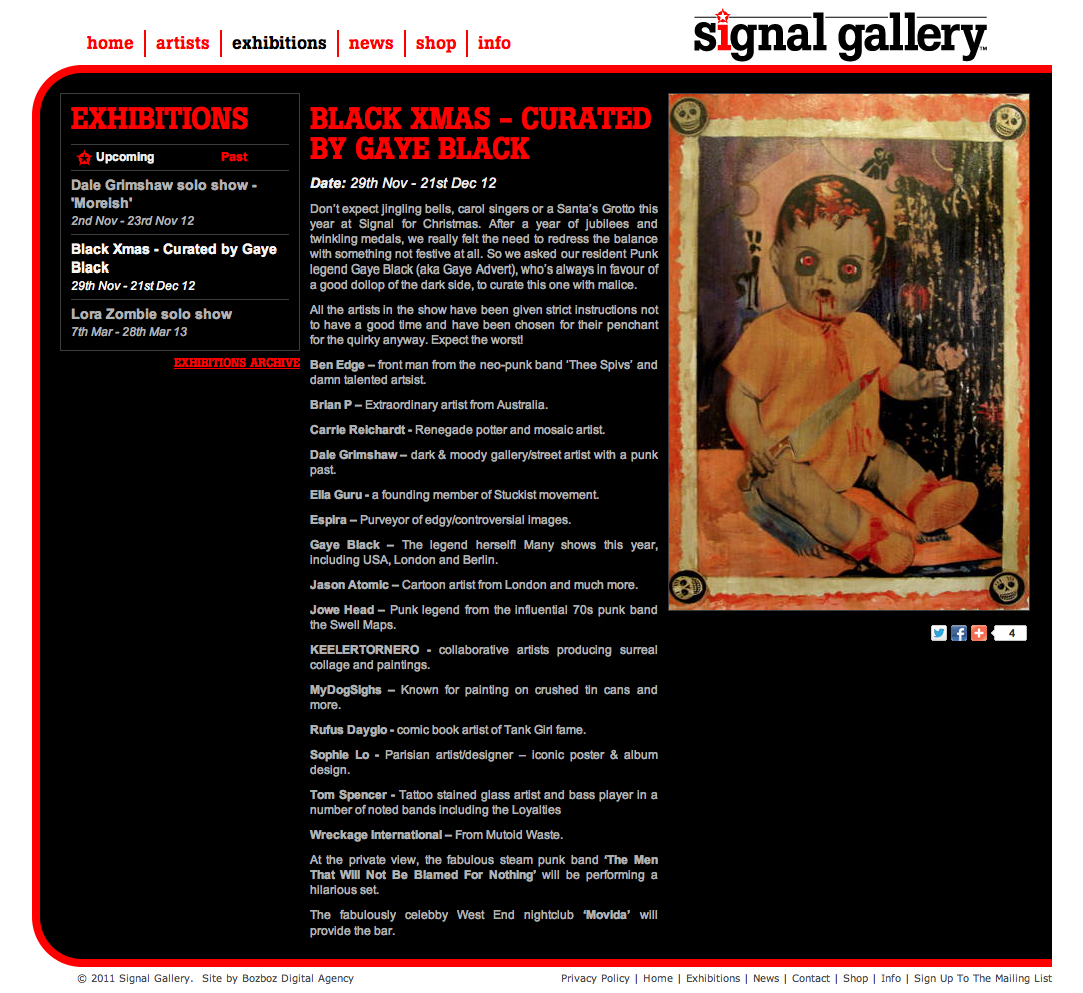 Black Xmas at Signal Gallery Collective Exhibition curated by Gaye Black - Featuring Exclusive work by Sophie Lo
